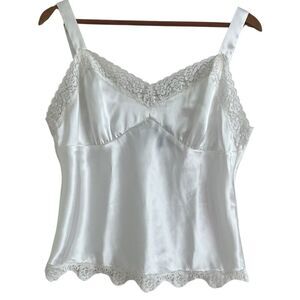 Nicole Miller Y2K Babydoll Lace Camisole Tank Top M White Fairy Festival Country